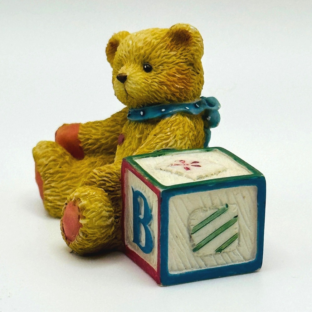 1995 Enesco Cherished Teddies Priscilla Hillman Bear Alphabet Letter B Block Vtg - Picture 2 of 6